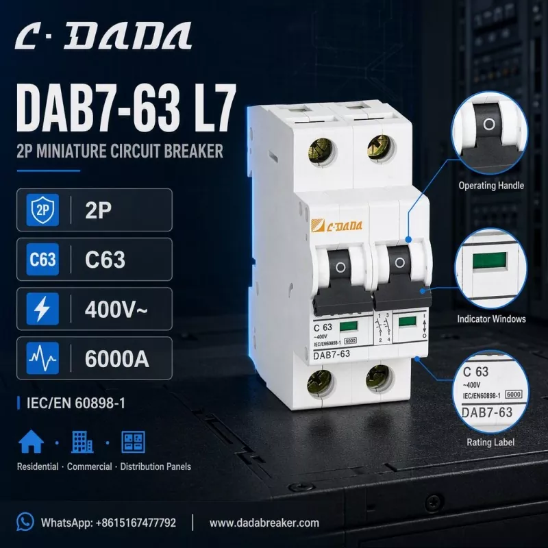 DAB7-63 L7 2P MCB - Perlindungan Padat dan Jelas untuk Panel Agihan